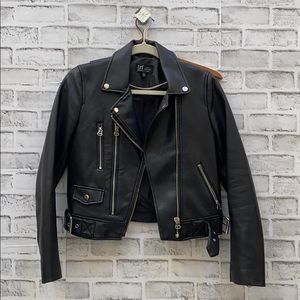 Zara TRF Collection leather jacket black size XS